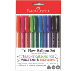 Faber Castell Tri-flow Colour Pens 10's