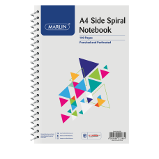 Marlin side spiral note book A4 100 pages punched & perforated
