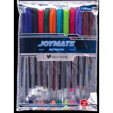 Marlin Joymate transparent medium point pens 10's assorted colours 