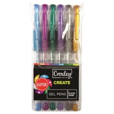 CROXLEY Create Glitter Gel Pens Wallet of 6 Assorted Colours