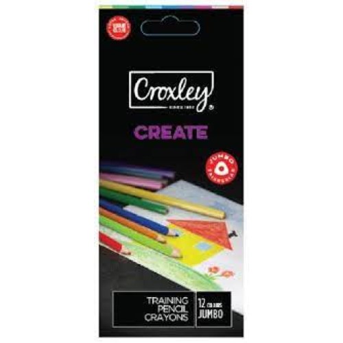 CROXLEY CREATE TRIANGULAR PENCIL CRAYONS, FULL LENGTH, Stationery