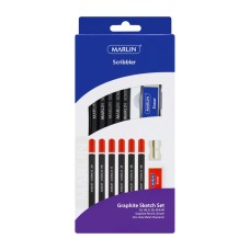 Marlin Graphite Sketch Set: 1 x 2H/HB/B/2B/4B/6B + m/sharpener + eraser