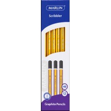 Marlin Scribblers HB end dipped pencil Blue& Yellow striped box 12's 